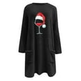 thumbnail image 3 of Gibobby Sudaderas Navideñas para Mujeres Sudadera informal holgada de otoño e invierno con estampado navideño y bolsillo de manga larga con cuello redondo(Negro,CH), 3 of 4