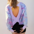 thumbnail image 5 of Lovskoo Open Back Shirts for Women Criss Cross Hollow Tops Scoop Neck Long Sleeve Blouses Casual Loose Fit T-Shirts Yoga Tops Multicolor, 5 of 7