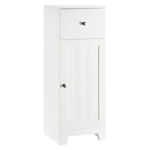 kleankin Short Bathroom Storage Cabinet, Cabinet Organizer with 1 Drawer and Adjustable Shelf for Living Room, White