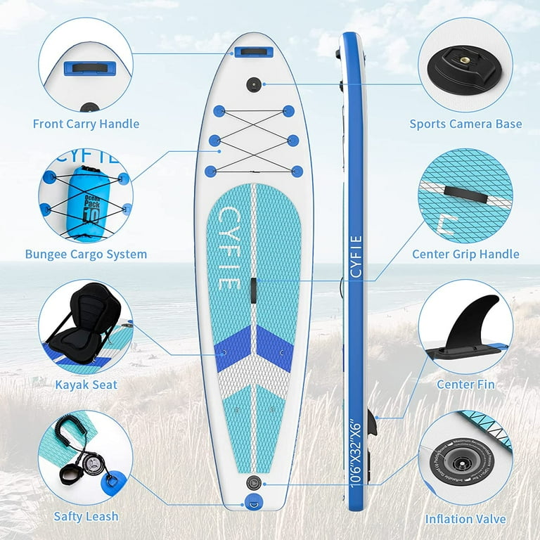 CYFIE 10'6" Hybrid Inflatable Paddle Board Set With Kayak Seat, Suitable For All, Orange