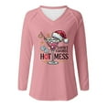 thumbnail image 3 of Womens Christmas Long Sleeve Shirt Funny Xmas Doodles Graphic Tee Long Sleeve V-Neck Holiday Family Party Matching Tops, 3 of 3