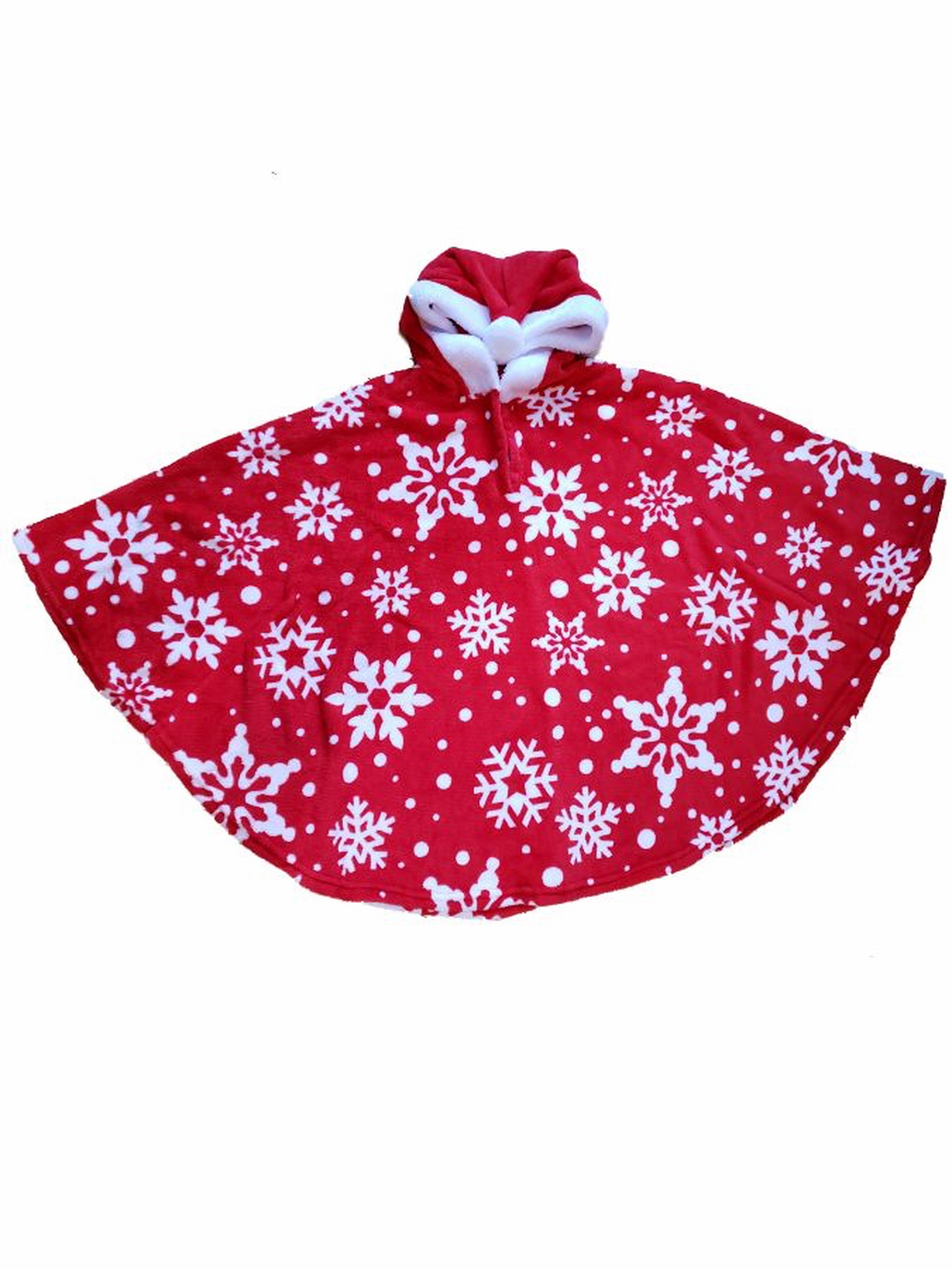 BRIEFLY STATED - Womens Red White Sleep Poncho Hooded Christmas Holiday Print Pajama PJ OSFM 
