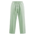 thumbnail image 3 of CONZONE Men's Baggy Linen Pants Wide Leg Pants for Men Trendy Elastic Waist Drawstring Striped Soft Casual Joggers With Pocket, 3 of 6