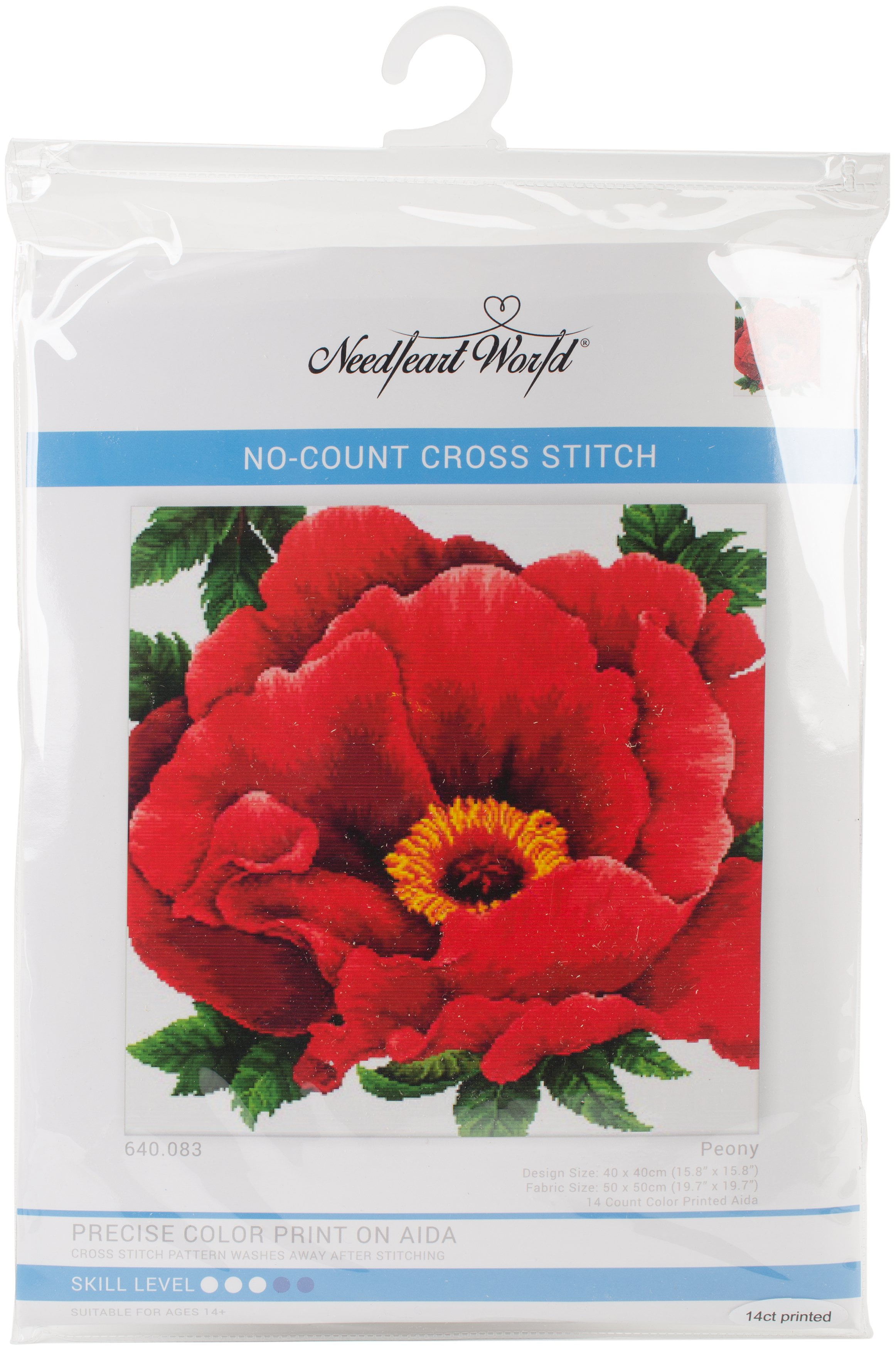 Needleart World No Count Printed Cross Stitch Kit 20"X20"Peony
