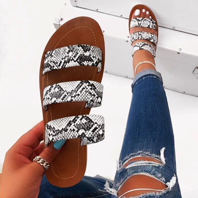 Sandalias Mujer Zapatillas planas Punta abierta Cómoda Playa Zapatos romanos Flip Flop Wmkox8yii hj789