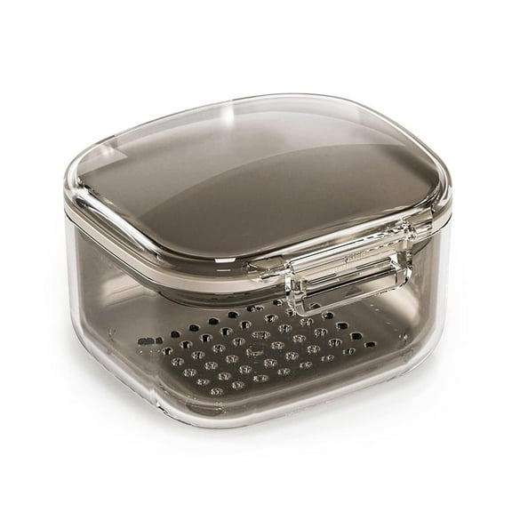 Multipurpose Denture Bath Case with Strainer Basket, Three Layered Denture Holder Cup to Clean and Soak, Retainer Box, False Teeth Container