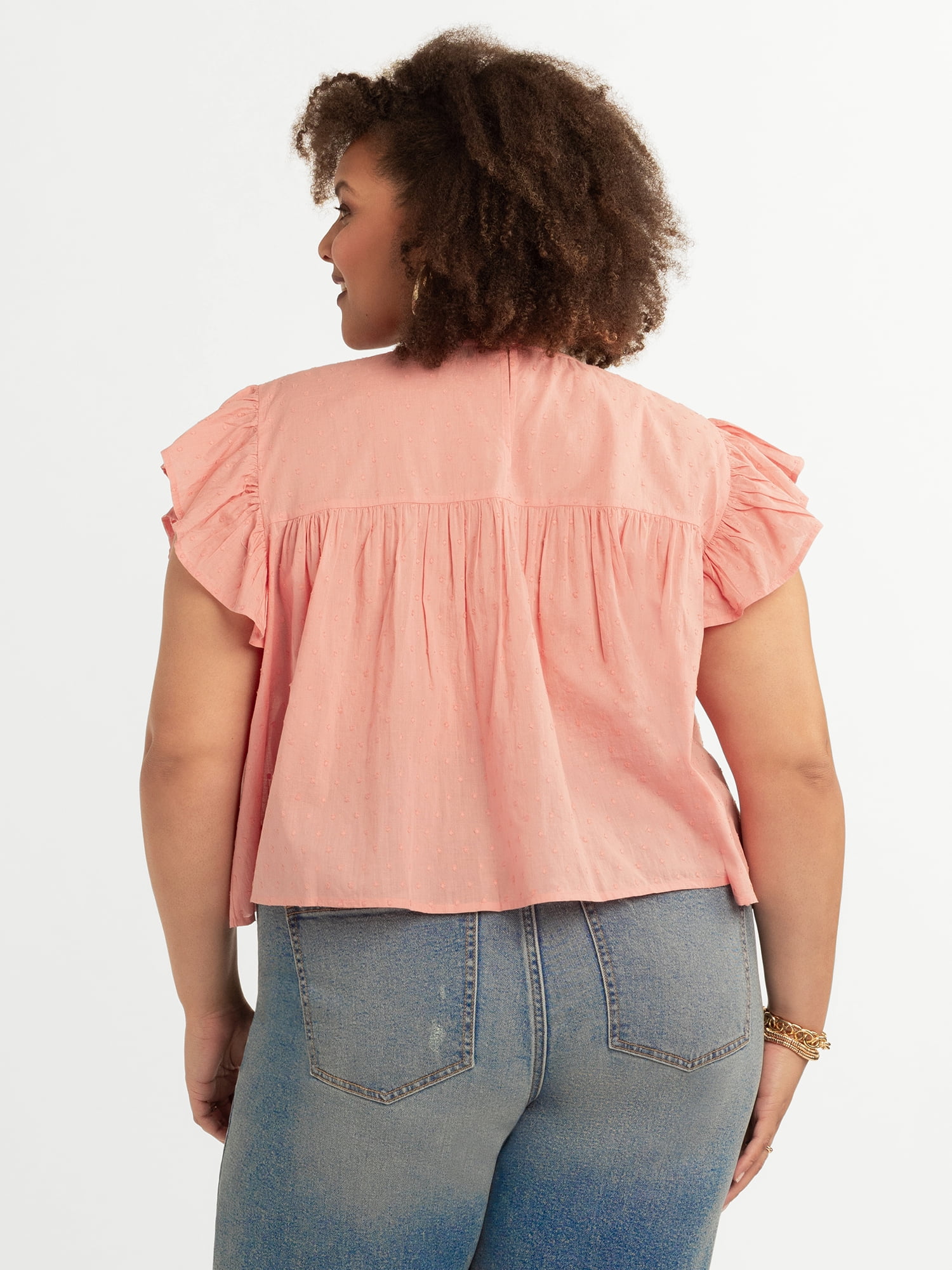 Jessica Simpson Women's and Women's Plus Chandler Flutter Sleeve Top, Sizes XS-4X