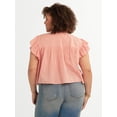 thumbnail image 4 of Jessica Simpson Women's and Women's Plus Chandler Flutter Sleeve Top, Sizes XS-4X, 4 of 7
