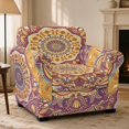 thumbnail image 2 of FKELYI Bohemian Flower Print Stretch Armchair Slipcover 2 Pcs Couch Covers Anti-Dust Furniture Protector Washable Spandex Sofa Cover with Individual Cushion Cover, 2 of 7