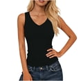 thumbnail image 2 of Tank Tops for Women Women Casual Round Neck Solid Color Pullover Fitness Sports Sleeveless T Shirt Blouse Top Black XXL, 2 of 9