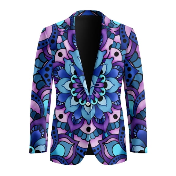 FUIALDOLG Slim Fit Men's Suit, Floral Pattern Design Polyester Tailored Men's Suit Jacket for Business Office