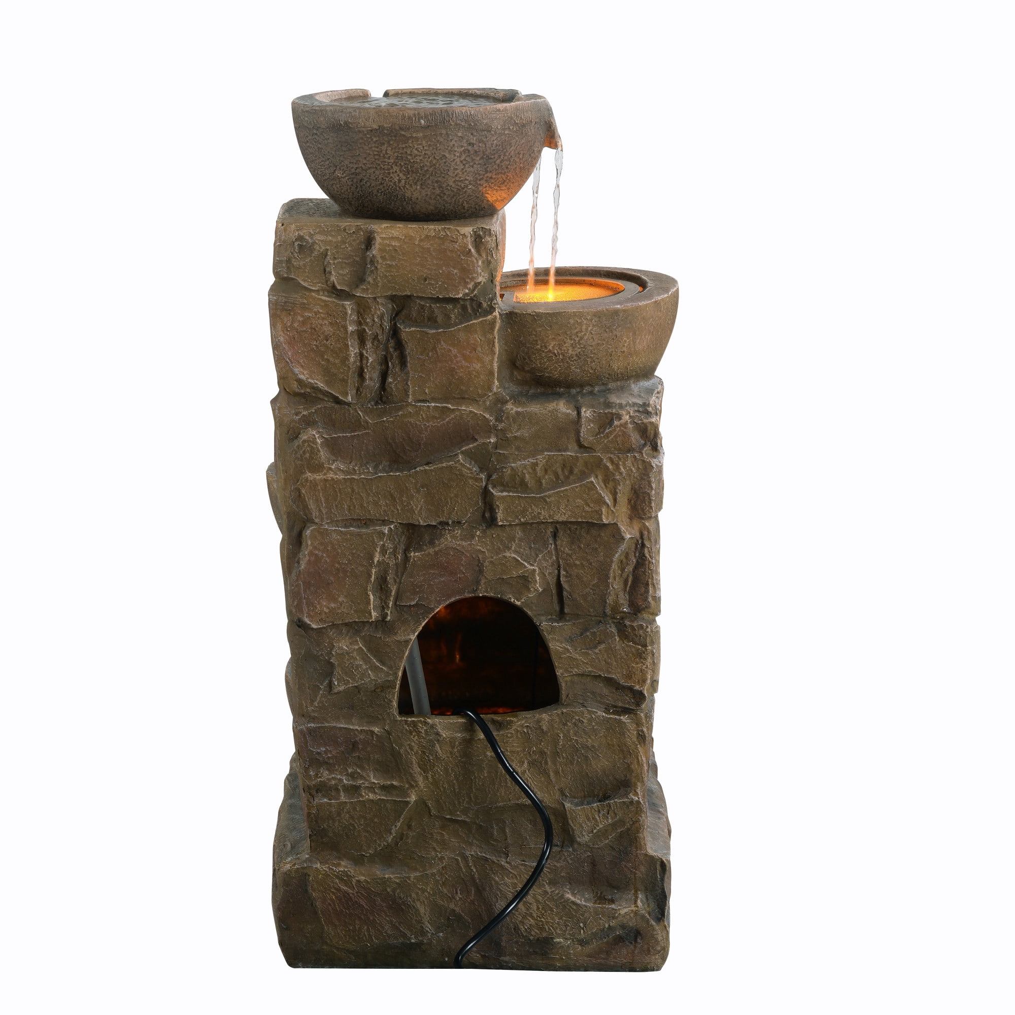 Teamson Home 33.27" Water Fountain with LED Lights, Brown