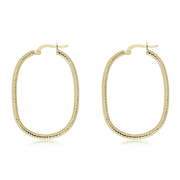 AVORA 14K Yellow Gold Oval-shaped Diamond-cut Hoop Earrings