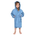 thumbnail image 2 of Diufon Boys Girls Plush Bathrobe Soft Hooded Long Sleeve Robes Solid Color Lac-up Nightwear with Pockets, 2 of 7