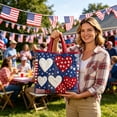 thumbnail image 5 of Fuebueo Patriotic Tote Bag for Women, 4th of July Quilted Shoulder Bag for Women, American Flag Heart Purse with Peace Sign, Large Capacity Travel Canvas Handbag, Perfect Gift, 5 of 7