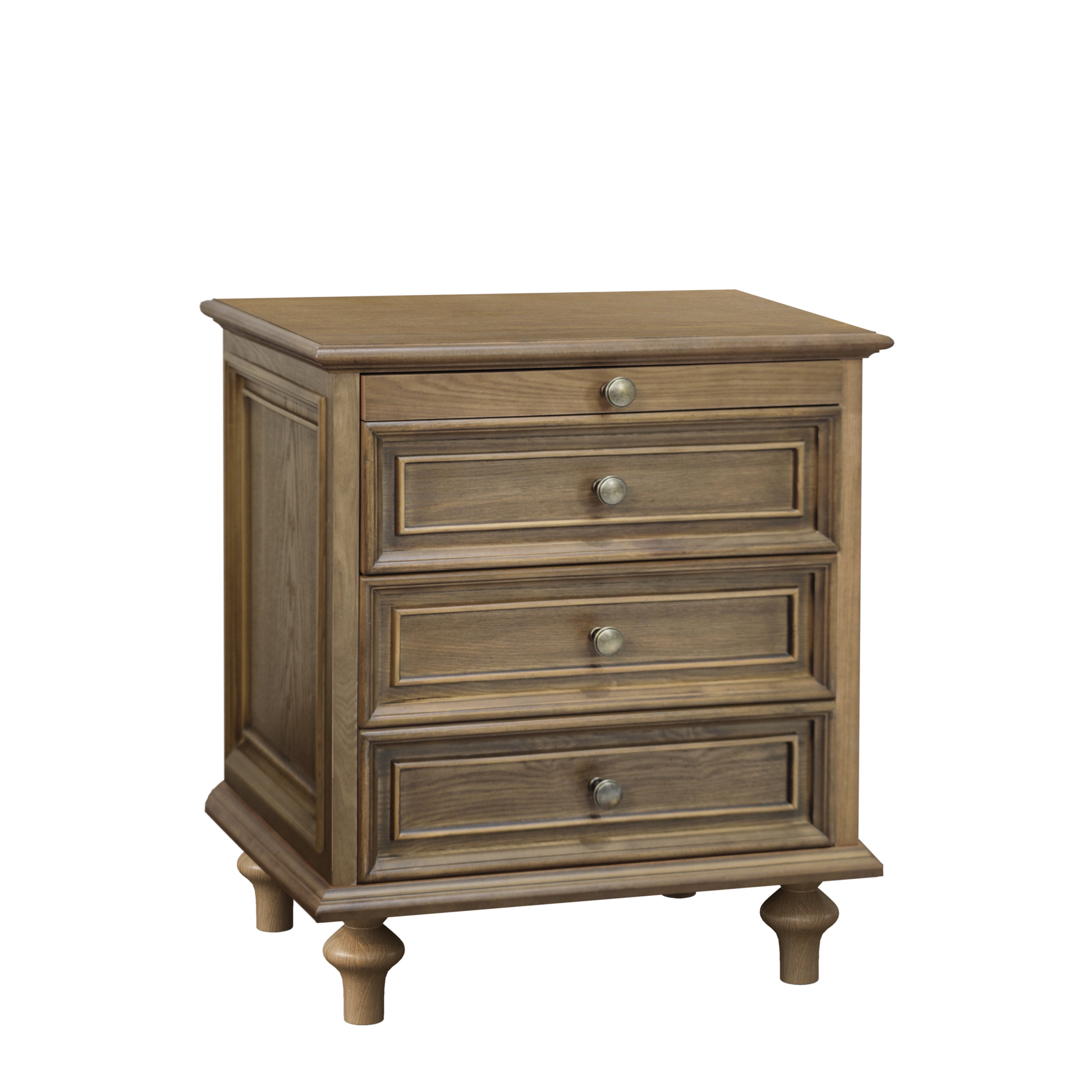 Farmhouse Nightstands Set of 2 with 4 Drawer,Wood Storage End Table with Hidden Pull-Out Shelf, Large Side Table with 4 Solid Wood Feet and Metal Handle,Easy Assembly,Light Brown