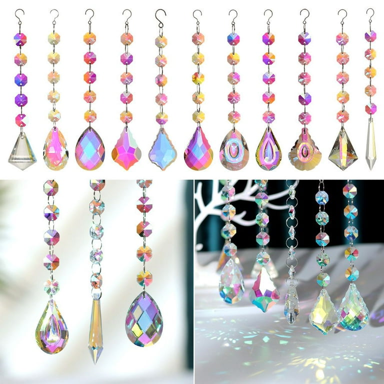 YU FENG Set 5 PCS Window Hanging Crystal Suncatcher Beads Chain Sphere  Chandelier Lamps Light Pendant Curtain Wedding Decoration Gift