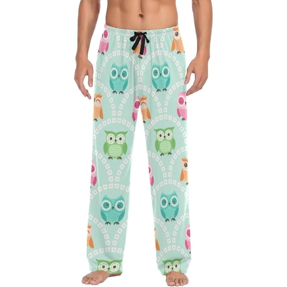 GZHJMY Owl Pajama Pants for Men, Lounge Pants Lightweight Men Pajama Bottoms with Drawstring Pockets, Christmas New Year Birthday Gifts, X-Large