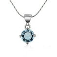 thumbnail image 2 of Paris Jewelry 18K White Gold 4 Carat Created Blue Topaz Round Stud Necklace 18 inch Plated Women, 2 of 5