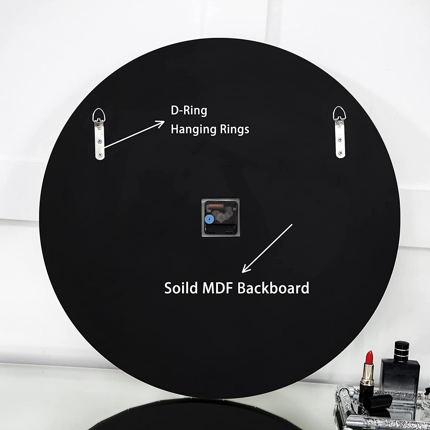 SHYFOY Mirror Glass Wall Clock - 24in Round Silver Glass Finish Decorative Wall Clock for Living Room Office Home Decor