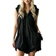 thumbnail image 2 of Ounisa Women's Solid Hooded Zip Sleeveless Short Jumpsuit Romper Soft Breathable Lightweight Casual Summer Cover Up, 2 of 7