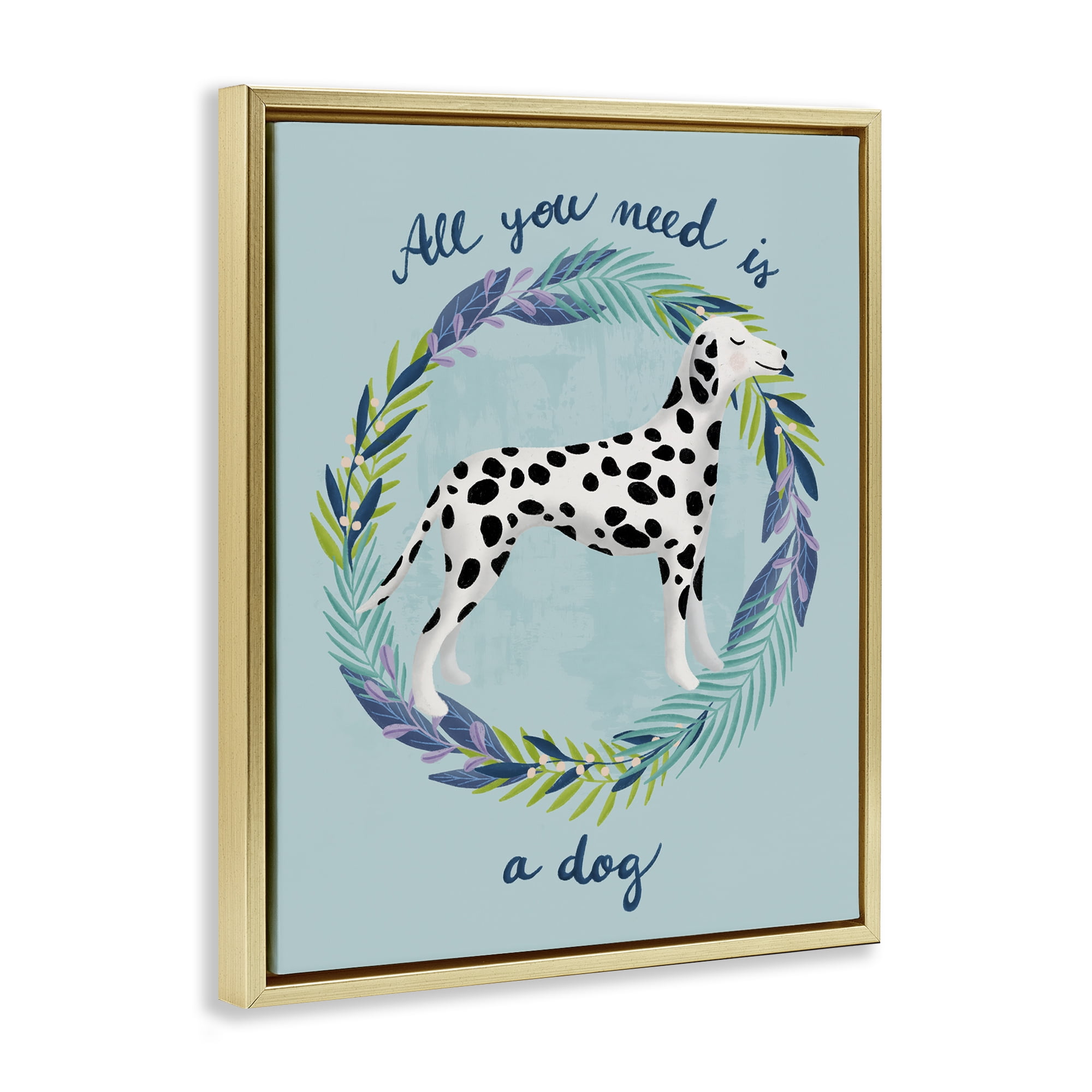 Stupell Industries All You Need Is A Dog Gold Framed Floater Canvas Wall Art, design by Metka Hiti