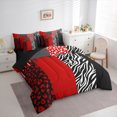 thumbnail image 3 of Homewish Romantic Valentines Day Twin Bedding Sets 7-Piece, Black Red Splash Bedding Comforter Set, Chic Leopard Zabra Print Reversible Sheet Sets, Luxury Bedroom Decor, 3 of 7