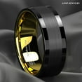 thumbnail image 2 of Tungsten Rings for Men Wedding Bands for Him Womens Wedding Bands for Her 8mm Black Gold Brushed Wedding, 2 of 7