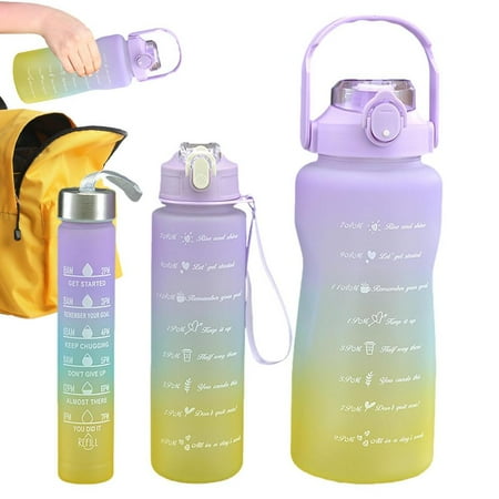 

Lucybak Water Bottle With Time Marker Water Bottle With Time Marker 3Pcs Sports Water Bottles With Bounce Straw Ensure You Drink Enough Water for Fitness Gym Outdoor way
