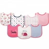 Luvable Friends Baby Girl Cotton Terry Drooler Bibs with PEVA Back 7pk, Ladybug, One Size