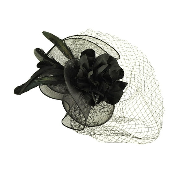 MEIBUTYUP Women's Black Mesh Fascinator Hat Set - Elegant Headpiece for Weddings, Parties, and Special Occasions