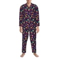 thumbnail image 3 of Salouo Skull mushroom rainbow color Print Button-Front Long Sleeve Pajama Set for Men, Soft 2Pjs Men's Long Sleeve Sleepwear-Large, 3 of 7
