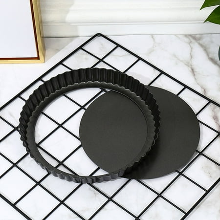 

Quiche Pan Carbon Steel Removable Tart Tin Non Stick Loose Bottomed Baking Tart Mould Practical Anti-rust Anti Corrosion Quiche Tart Pan Detachable Fluted Round Pie Pan for Baking Kitchen Dessert