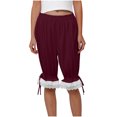 thumbnail image 6 of Hzzrkos Women Casual Fashion Solid Color Elastic‑Waist Loose Capri Pants With Pockets Relaxed‑Fit Trousers for Daily‑wear Home Outdoor Travelling, 6 of 9