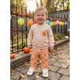 thumbnail image 5 of Lairauiy Baby Toddler Boy 2Pcs Fall Outfit Long Sleeve Sweatshirt + Pumpkin Embroidery Pants Set Warm Clothes, 5 of 9