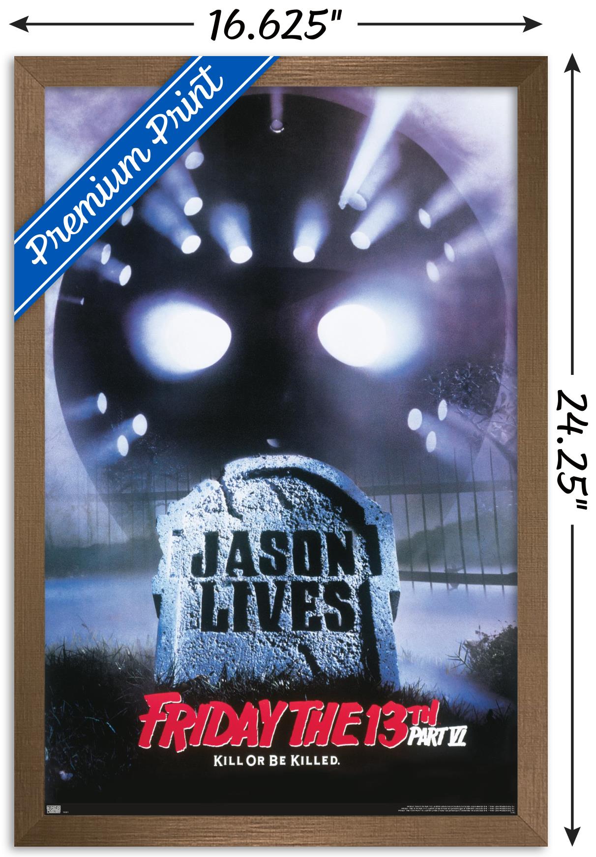 Friday The 13th Part Vi: Jason Lives - One Sheet Wall Poster, 14.725" x 22.375", Framed