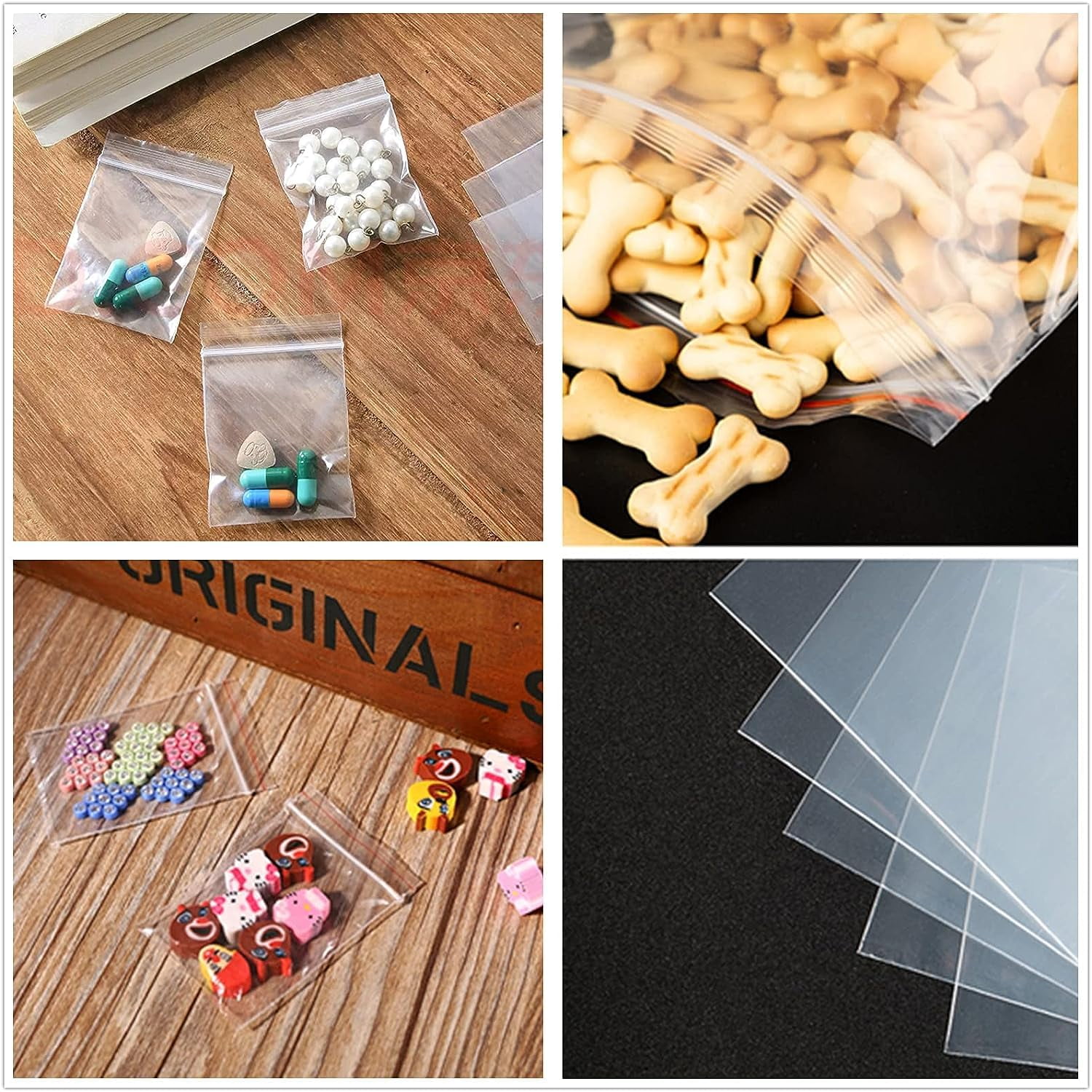 Jewelry Baggies 5 Sizes 500pcs Small Sealable Zipper Bags Clear Plastic Zip  Bags Tiny Poly Assorted Bags 2 Mil for Beads Craft Seed Pill Candy Coin (8