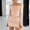 thumbnail image 1 of Vestido Camisa con hombros inclinados Falda superior Estilo sexy Traje de vacaciones para mujer Ygjytge Caqui T M para Mujer, 1 of 6
