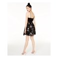 thumbnail image 2 of BLONDIE Womens Black Sleeveless Halter Short Party Fit + Flare Dress 5, 2 of 4