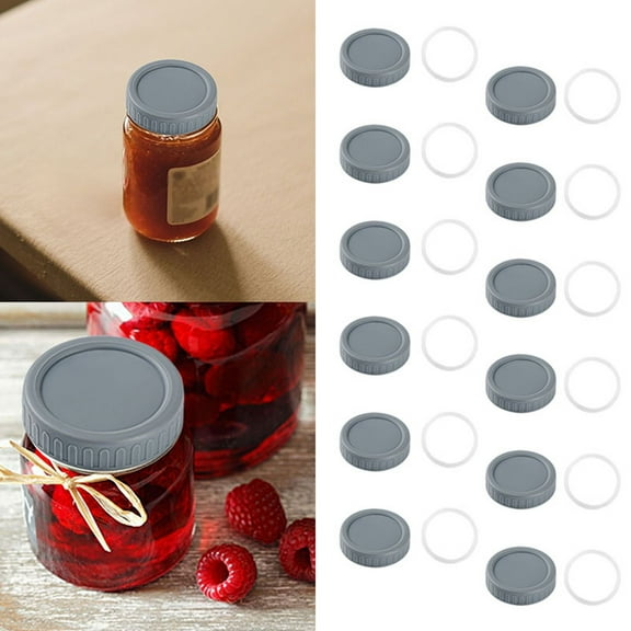 12 Pack Regular Mouth Jar Lids 70mm Colorful Canning Jar Tops with Silicone Rings Food Grade Leak Proof Reusable Screw On Lids for Jars Storage Dry Goods Spices Crafts