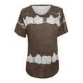 thumbnail image 4 of JGGSPWM Womens Soft Breathable Tie Dye Striped Plus Size Top and Blouse Crewneck Short Sleeve Shirts Well-dressed Ladies Tunic Tees Brown XL, 4 of 4