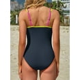 thumbnail image 5 of Asoul Ribbed One Piece Color Blocked Swimsuits for Womens Slimming Swimwears Tummy Control Swimming Suits Monokini Bathing Suits, 5 of 7