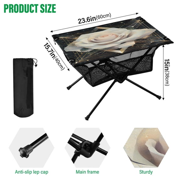 BZSMCE Camping Tables Simple Folding Table Luminous Blossom Pattern Size:23.6*15.7in
