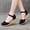 Black, variant on Women's Sandals Summer Espadrille Wedge Sandals Closed-Toe Ankle Strap Breathable Casual Walking Shoes Black 36 Linen