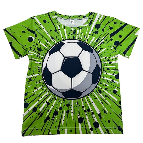 DDSOL Toddler Boys T-Shirt Football Graphic Tee Short Sleeve Crewneck Tops Green 5T