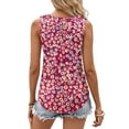 thumbnail image 4 of ITSAME Womens Tank Tops, Sleeveless Ruffled V Neck Floral Casual Loose Fit Tops Hot Pink L, 4 of 6