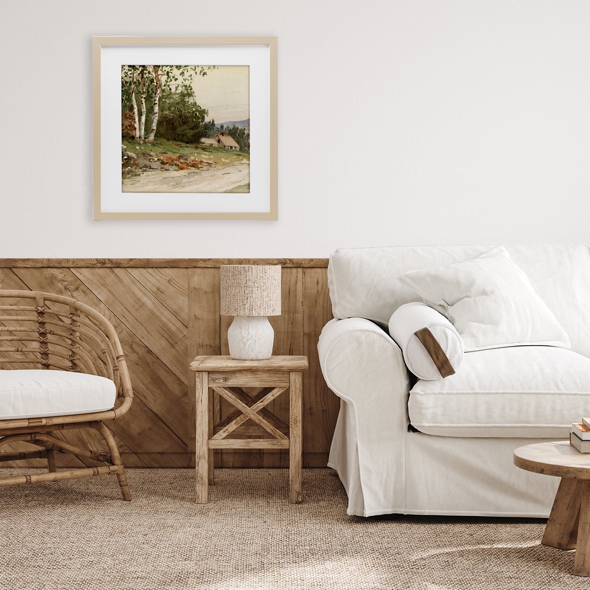 Stupell Industries Farm House Dirt Road Birch Framed Print Under Glass, design by Lula Bijoux & co.