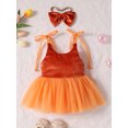 thumbnail image 2 of Wassery Infant Girl Rompers Dress Baby Halloween Clothes Tie-Up Straps Layered Tulle Tutu Skirt Hem Cami Jumpsuits Bodysuits with Headband 6 12 18 24 Months Newborn Birthday Party Outfits, 2 of 7