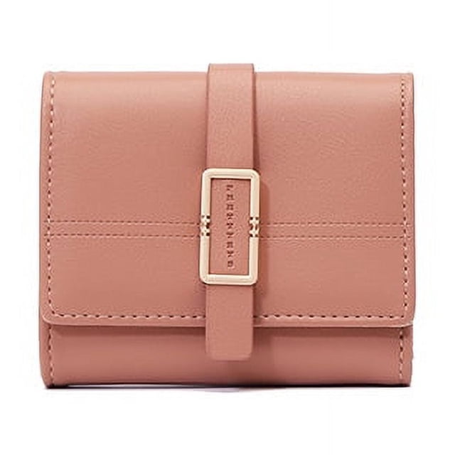 Cartera corta de verano para mujer, billetera pequeña coreana de color sólido con hebilla fresca y plegable para mujer