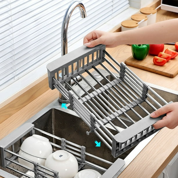 Escurridor de platos Escurridor de verduras ajustable Estante de almacenamiento de platos para accesorios para el hogar Hugtrwg Para estrenar